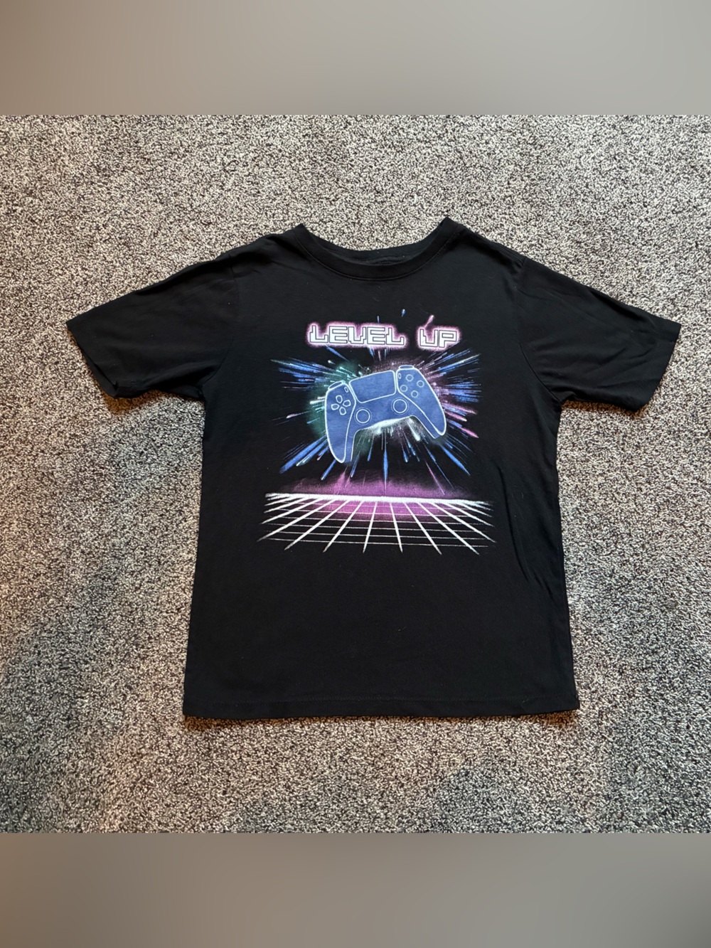 Wonder Nation Boy’s Black Video Game Level Up Short Sleeve Tee, Size M (8)